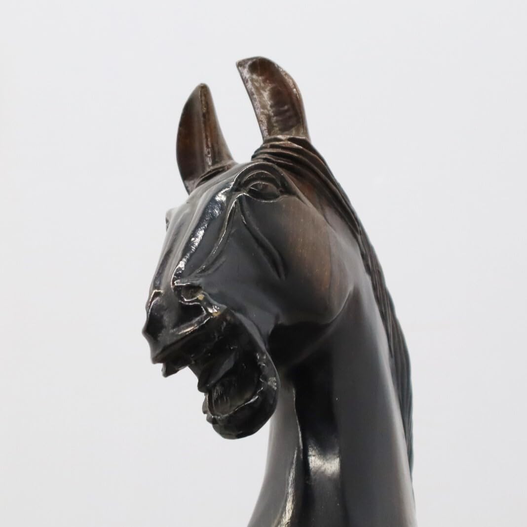 ビンテージ　天然木　無垢材　縞黒檀　跳ね馬　縁起物　置物　レトロ　彫刻　骨董品 Amazon.co.jp: 高さ45㎝｜天然木跳ね馬の置物木製｜｜縞黒檀無垢