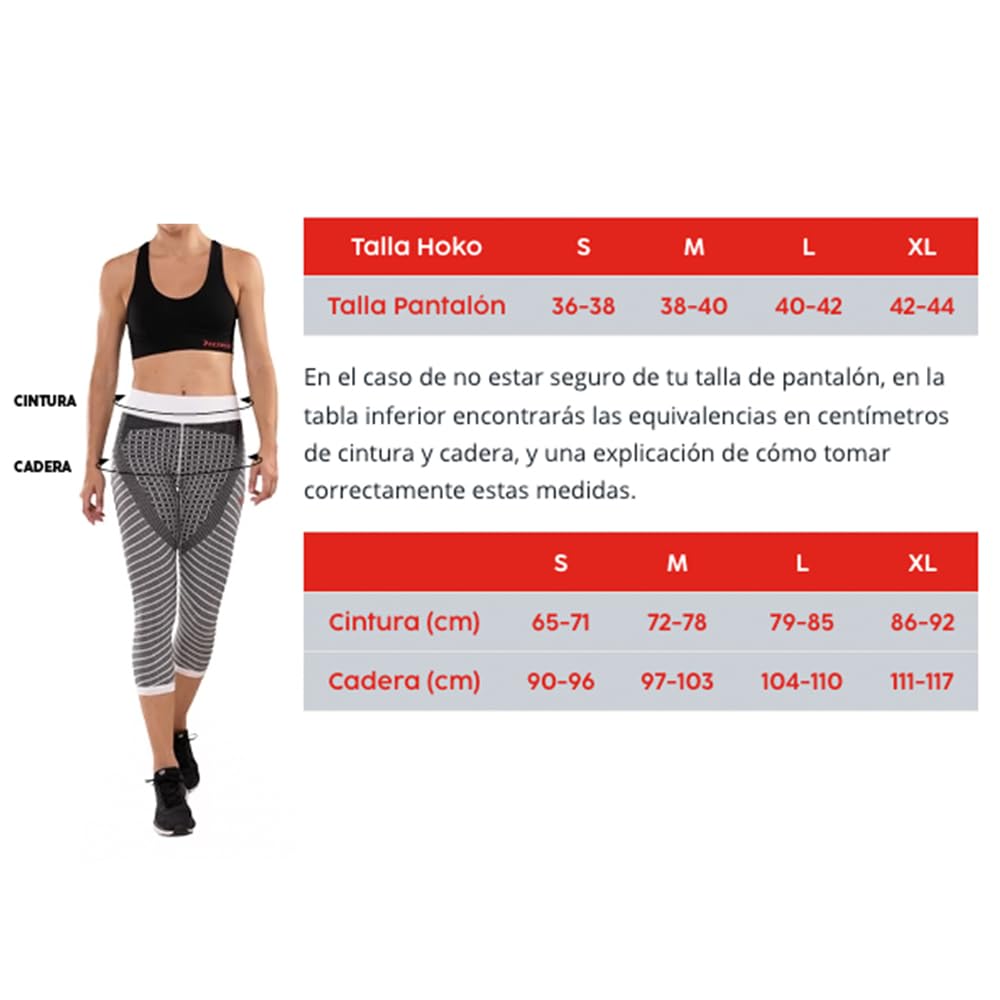 HOKO - Malla Larga de Compresión Uniforme NIKU para Mujer | Compresión Uniforme | Mallas para Running o Gimnasio | 2 Bolsillos | Sujeción y Estilo