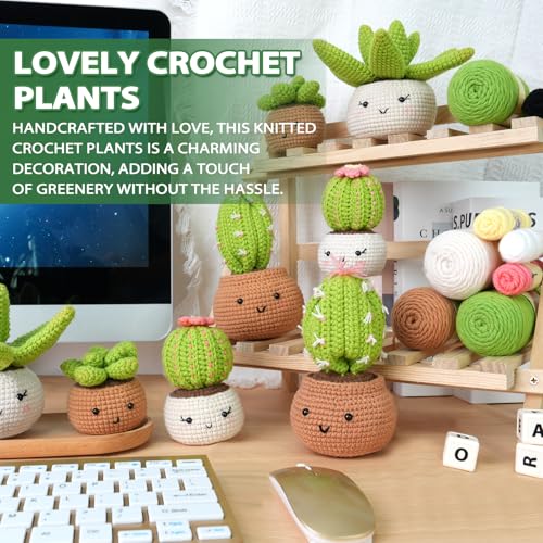 Image of Crochet Kit for Beginners - Crochet Starter Kit with Step-by-Step Video Tutorials, Learn to Crochet Kits for Adults, DIY Knitting Supplies, 4 Pack Plants(40%+ Yarn)