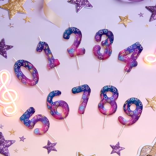 Image of Purple Number 1 Birthday Candles, Cartoon Themed Cupcake Toppers for Boys Girls Cake Decorations, Cake Toppers, Birthday Decorations Party Supplies, Number Candles for Party Decor