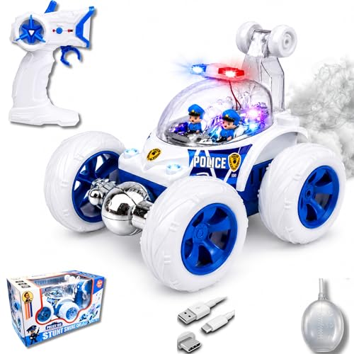 Image of SMART BOY Remote Control Car for Kids Boys Girls, RC 4WD (360 Police Stunt CAR with Smoke)
