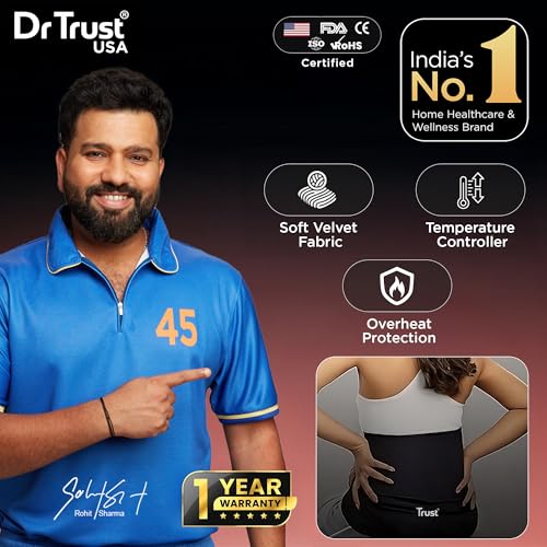 Image of Dr Trust USA Velvet Orthopedic Electric Heating Pad for Back Pain I Heat Belt for Menstrual Period Cramps, Shoulder & Knee Pain Relief with Temperature Controller & Overheat Safety-388
