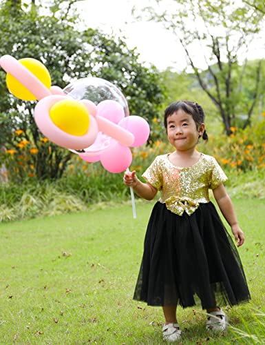 Cilucu Toddlers Sequin Tutu Dress for Girls Adorable Bow Dress Short Sleeve Sparkle3