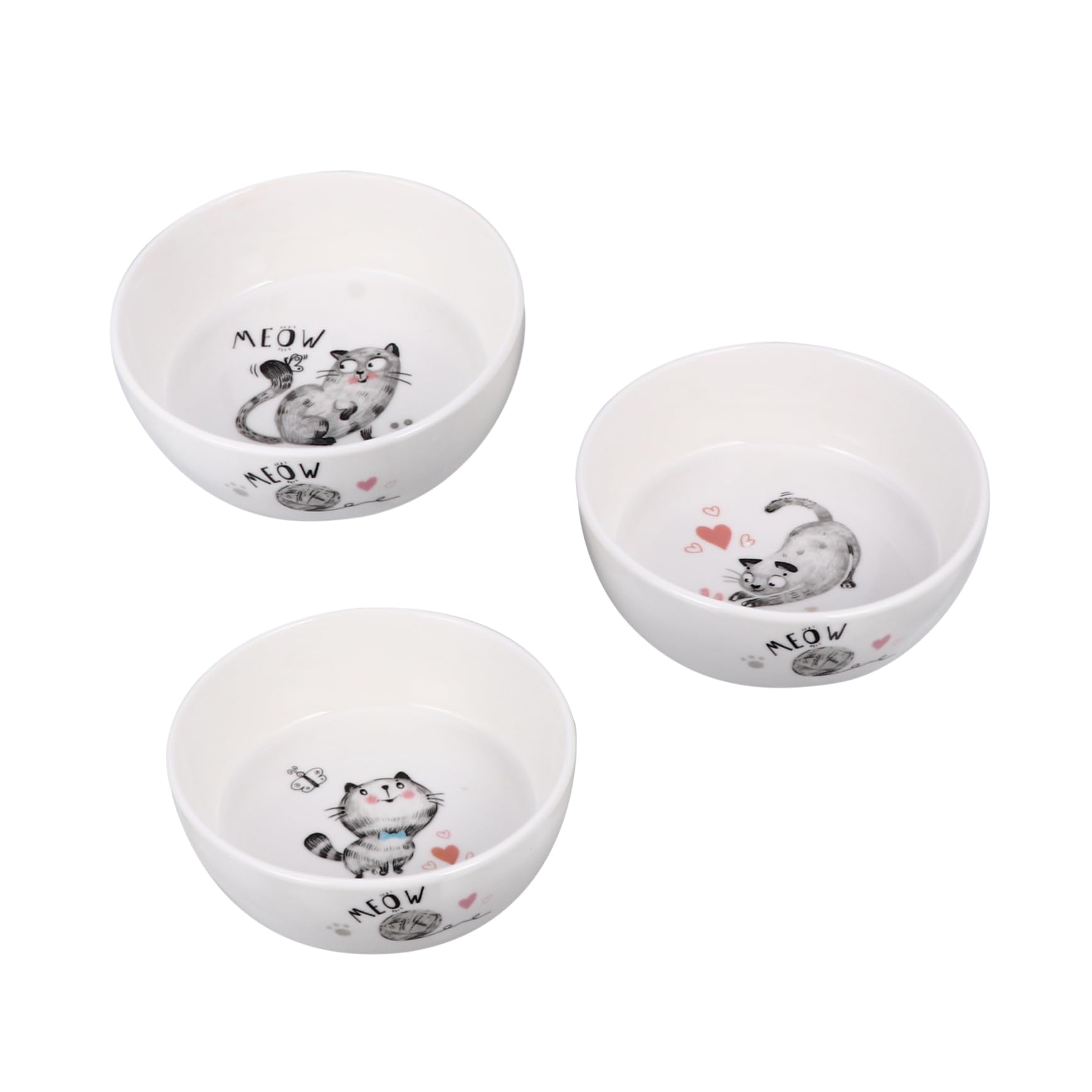 Cuenco De Comida para Gatos y Gatitos De Cerámica Antideslizante, Diseño De Dibujos Animados, Tamaño Mediano, Apto para Alimento Seco y Húmedo, Uso Doméstico para Mascotas Pequeñas