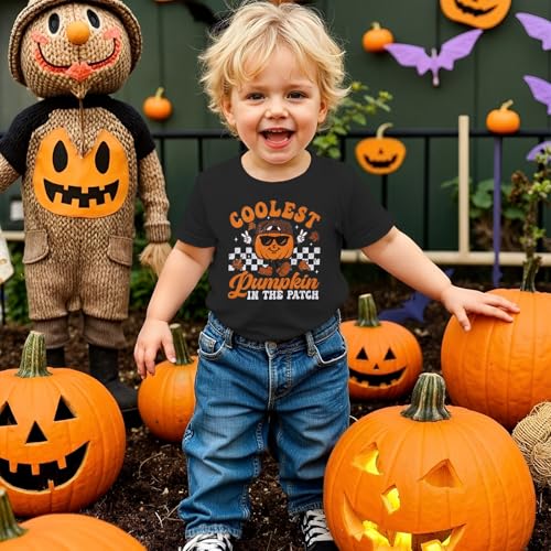 Toddler Boy Halloween Shirt Coolest Pumpkin in The Patch Tshirt Kids Spooky Season Short Sleeve Tee Top Fall Outfit4