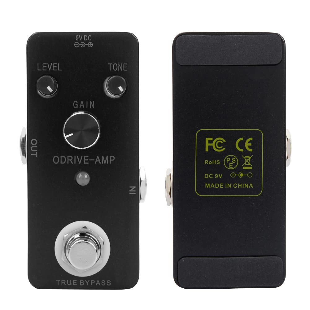 Overdrive Guitar Effect Pedal, Pure Circuit Simulation with Gain, Tone, Volume Controls, for Most Rock Styles