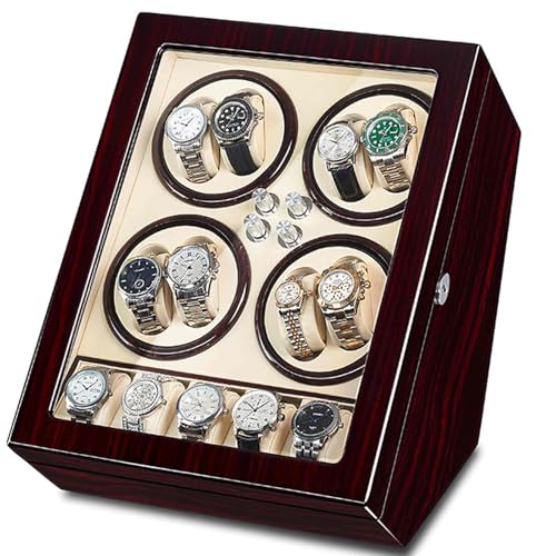 JXCCA Caja de regalo automática para reloj de hombre, caja de regalo para hombres, caja de madera para hombre, 8 posiciones de cuerda y 5 posiciones de almacenamiento, color piano, rotación