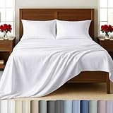500-Thread-Count 100% Cotton Sheet Pure White Queen-Sheets Set, 4-Piece Extra Long-staple Combed Cotton Best-Bedding Sheets For Bed, Soft & Silky Sateen Weave Fits Mattress 16, Deep Pocket