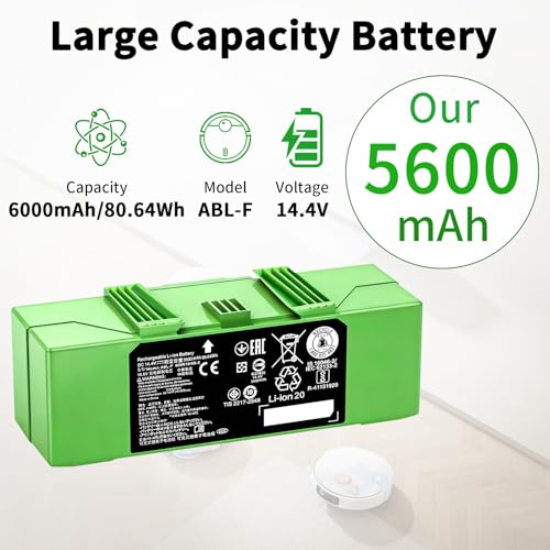 Image of 5600mAh for roomba Battery ABL-F Replacement for irobot roomba i8 i8+ i7 i7+ J7 J7+ i3 i3+ i4 i5 i6 e5 e6 Series 3150 3158 3550 3556 3558 e5 e5150 e5152 e5154 e5158 e6 6198 e6198