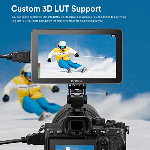 Godox GM6S Camera Monitor 5.5" Video Monitor 4K HDMI Ultra Bright Monitor 1920x1080 IPS Touch Screen, Input & Output 3D LUT Type-C/Lithium Battery/DC Powered On Camera Monitor with Sunshade - Thumbnail 5