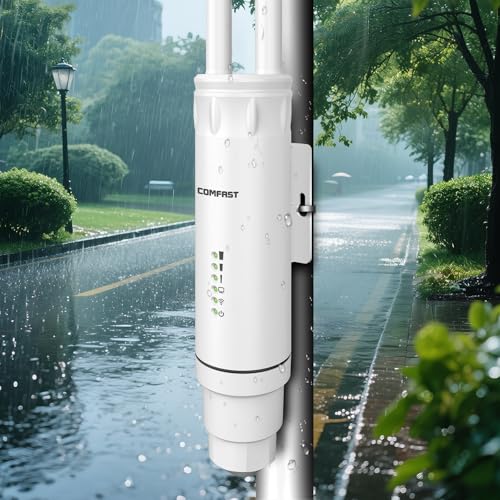 Image of COMFAST Outdoor Wireless Access Point, AC1200 Dual Band 5G/2.4GHz Outdoor WiFi Extender, IP66 Weatherproof with Ethernet Port, PoE, MU-MIMO, AP/Router/Bridge Modes, Ideal for Garden Wi-Fi