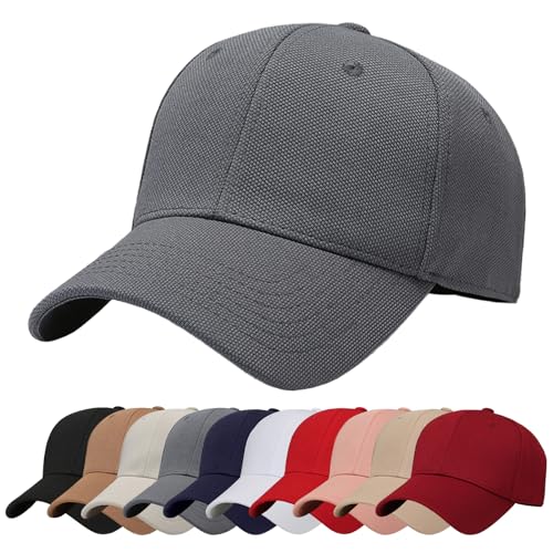 Baynetin Cappello da Baseball Uomo con Visiera Unisex Cotone Regolabile Casuale Berretto da Baseball Cappellini per Ciclismo, Pesca, Tennis, Corsa (Grigio)