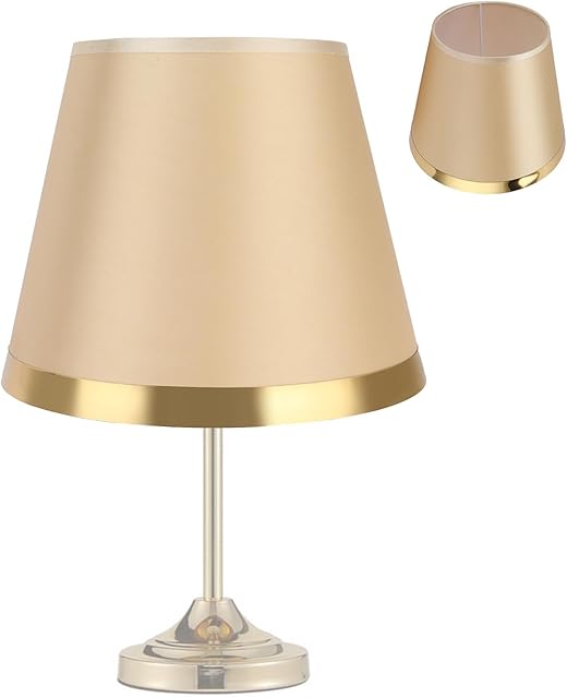 Hapivida Barrel Fabric Lampshade, 6.3x10x7.8inch Small Lamp Shade for Table Lamp and Floor Light European Style Modern Lampshade for E27 Bulb (Gold)