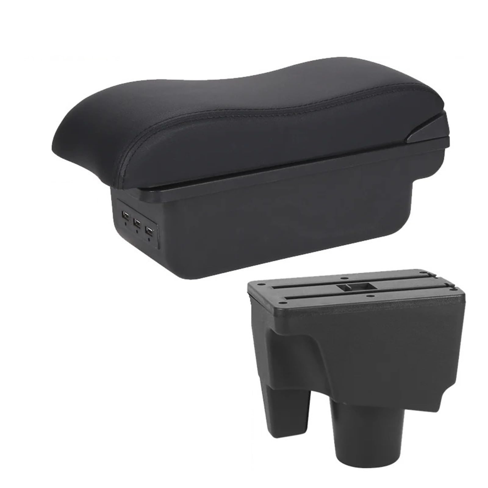 Hguvsjd Armrest Box For Toyota For Aqua For Prius C Armrest Storage Box Dedicated Retrofit Parts Interior Accessories Car Armrests(B Black line 3USB)