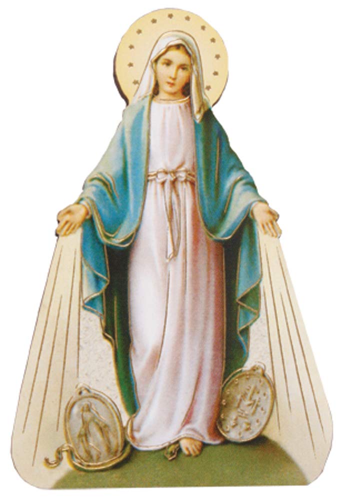 Sacra Famiglia Miraculous Medal - Wooden Fridge Magnet