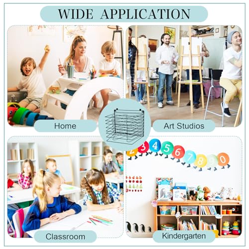 Image of Yaocom 2 Pcs Art Drying Rack for Classroom with 16 Removable Shelves, No Drill Hanging Wall Mount Paint Drying Storage Rack for First to School Classroom Preschool Art Studios