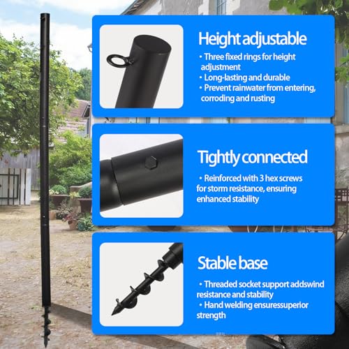 BAFOLLGY Tetherball Set, 12FT Heavy Duty Pole with Threaded Ground Insert, Easy Install and Detachable for Storage, Outdoor Backyard Game Equipment Kit