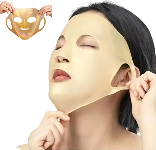 Máscara Facial de Silicone Reutilizável Para Skincare - Hidratação Prolongada (Dourada)