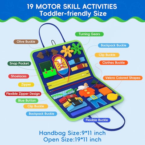 Image of Freebear Busy Board Toddler Travel Toys Sensory Toys for Toddlers 1 2 3 4, Montessori Learning Toys for Toddlers Activities Board, Educational Toys for 3 4 Year Old Boys Girls Gift, Dinosaur