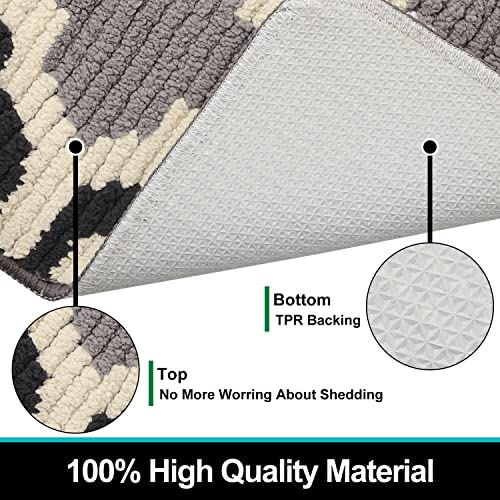 Kitinjoy Indoor Door Mat, 20x32 Low-Profile Super Soft Absorbent Entryway Rug, Non-Slip Resist Dirt Entrance Rug, Machine Washable Inside Floor Mat Door Rugs for Entryway, Grey