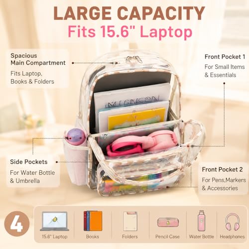 Image of BTOOP Clear Backpack Heavy Duty Transparent Backpack 17 inch See Through Bookbag for College Work Festival Security with Padded Strap Large Capacity