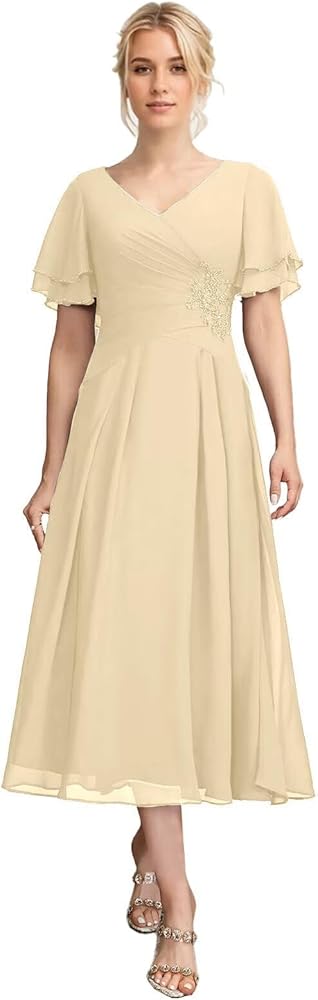 Amazon.com: Tea Length Mother of The Bride Dresses V-Neck Chiffon Pleated Formal Evening Gowns A-Line Wedding Guest Dress Black 0 : Clothing, Shoes & Jewelry Amazon.com: Tea Length Mother of The Bride Dresses V-Neck Chiffon Pleated Formal Evening Gowns A-Line Wedding Guest Dress Black 0 : Clothing, Shoes & Jewelry
