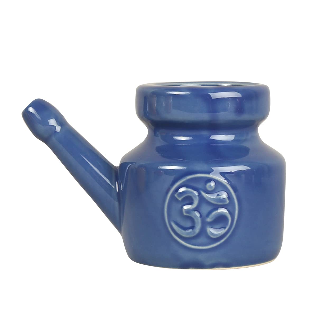 350Ml CéRamique Neti Pot Pot de Nettoyage de Nez Pot de Bec Anti-Fuite pour RinçAge Nasal Nez Lavage Femmes,Bleu