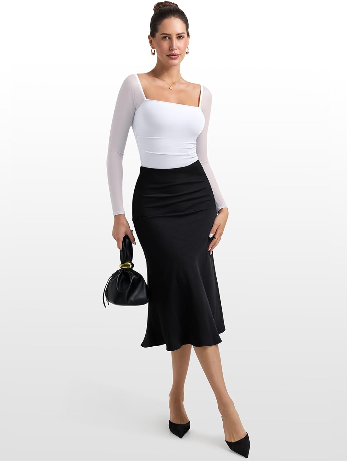 PINKMSTYLE Womens Square Neck Mesh Long Sleeve Bodysuit Shapewear Corset Tops Sexy Concert Outfits Party Shirts - Image 6