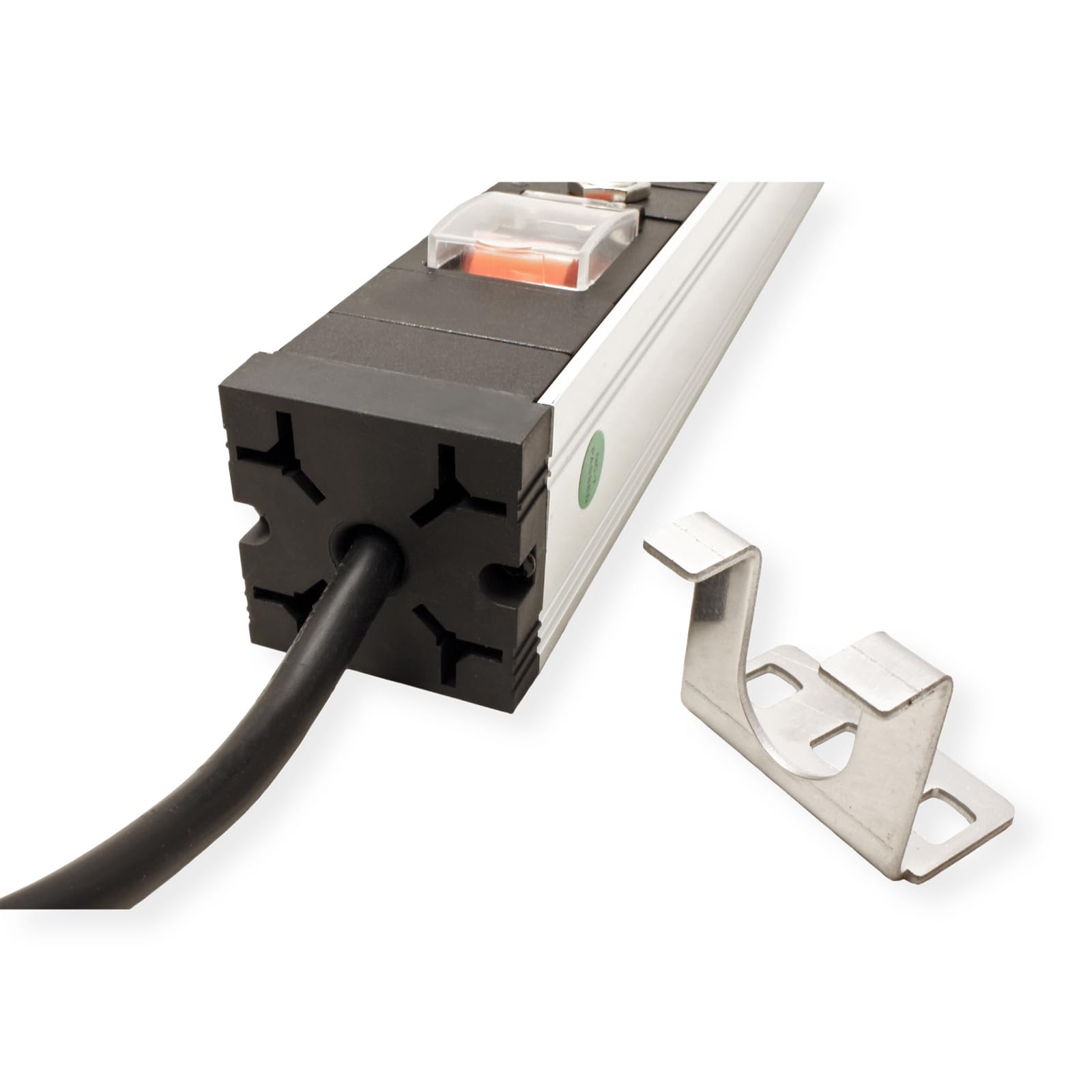 VALUE 19"-Steckdosenleiste 7fach, 1 HE + Schutzkontakt-Stecker (CEE 7/4), mit Überlastschutz, 1,8 m