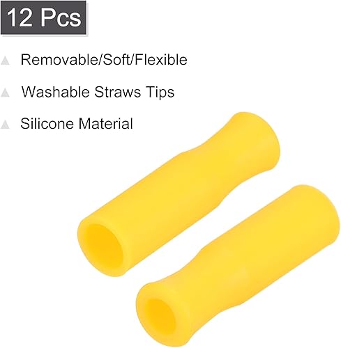 Miniatura 10 de uxcell 12 puntas de popote de silicona, cubiertas de paja de metal, puntas de popote suaves y reutilizables, aptas para popotes de acero inoxidable