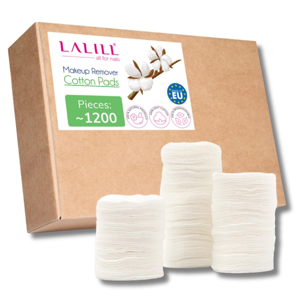 LALILL Wattepads aus Baumwolle 1200 Stück - Fusselfreie Abschminkpads - Effektive Gesichtsreinigung Für Sie - Kosmetikpads Geeignet Für Empfindliche Haut - im Beutel, Weiß