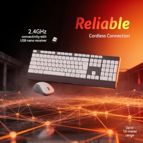 Image of Acer OfficeLite KM300 Wireless Keyboard & Mouse Combo | 2.4GHz USB Nano Receiver | 104-Key Full-Size Keyboard with Multimedia Keys | Silent Optical Mouse | Plug & Play | Windows, macOS & Linux - White