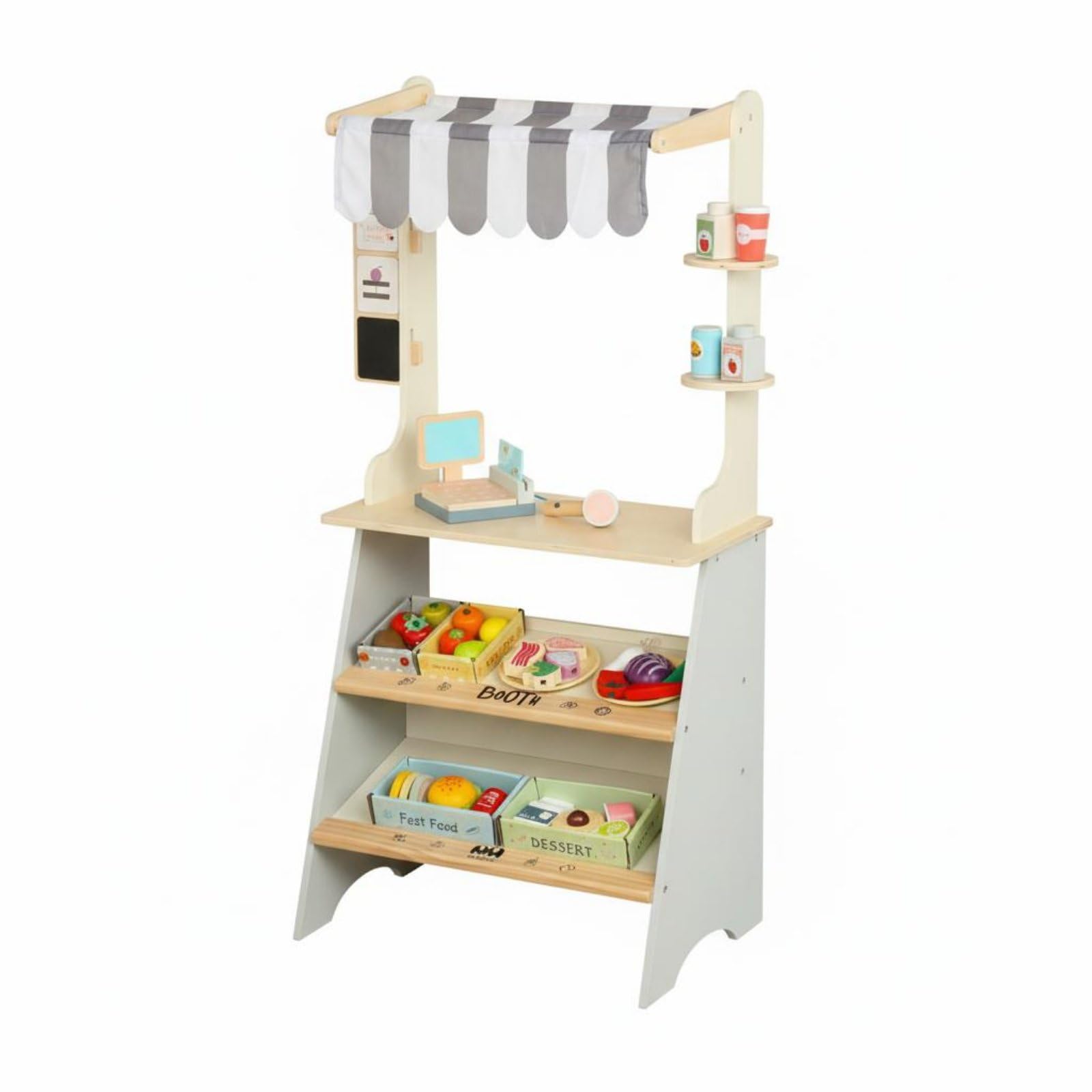 Kinder Kaufladen Holz Spielstand Rollenspielgarnitur mit Registrierkasse Und Lebensmittelzubehör Lernsituation für Kommunikative Entwicklung für Gemeinschaftsräume Kinderpartys