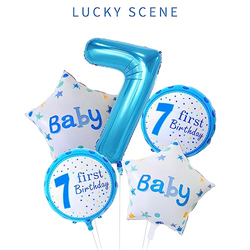 Image of 40 Inch Blue Number Balloons, Helium Mylar Foil Number Balloons for Birthdays, Number 7 Balloon for Party Wedding Birthday Bridal Shower Graduation Anniversary Celebration Party Decorations Supplies