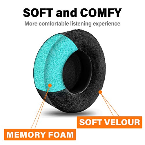 Almohadillas para auriculares TRANSTEK compatibles con Virtuoso RGB Wireless SE - Almohadillas de espuma viscoelástica - Cojines híbridos (PU/Velour) para auriculares - Negro miniatura 2