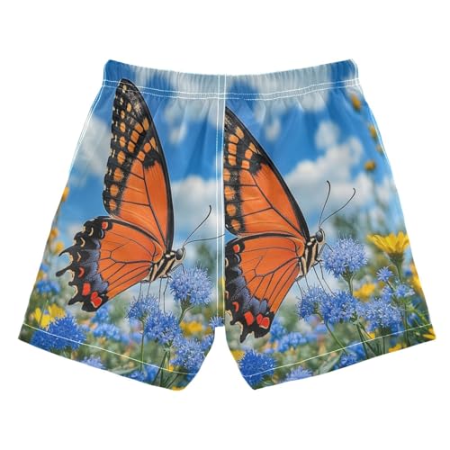 DOMIKING Orange Monarch Butterfly Toddler Boys' Swim Trunks Mesh Lining Swim Shorts for Boys Beach Pool Adjustable Waist2