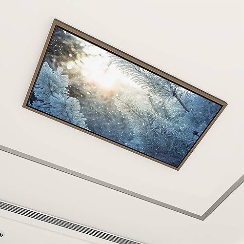 Decorative Fluorescent Light Covers for Ceiling Lights 6 Packs Frosted Pine Branches Winter Woods Fluorescent Light Covers Magnetic for Classroom Office Home 4x2ft