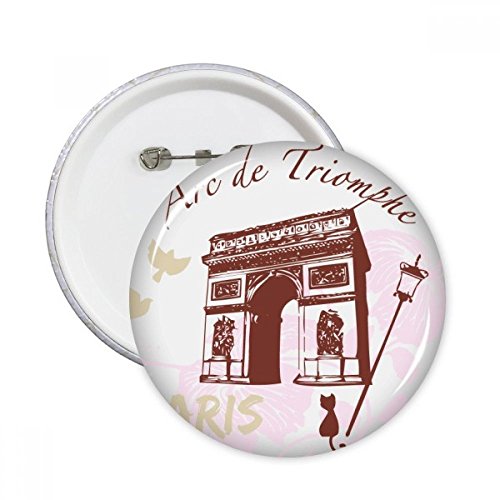 DIYthinker Arc de Triomphe Paris France Haut-lieu touristique Bouton rond Badge Pins Vêtements Décoration 5pcs cadeaux XXL Multicolore