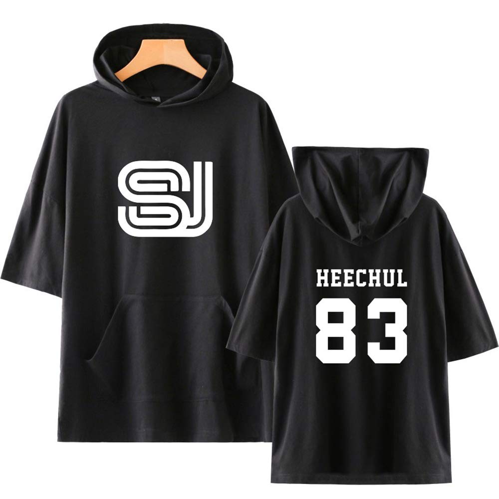 T-Shirt Con Cappuccio Stampa Lettere, Maglietta Estiva A Manica Corta Per Uomo E Donna, Casual Con Stampati HeeChul LeeTeuk YeSung ShinDong DongHae EunHyuk Siwon, Taglie Da XS A XXL