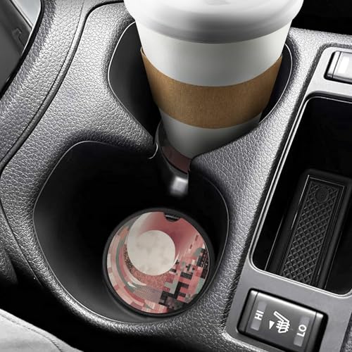 Portavasos para coche, juego de 2 piezas, diseño rompecabezas rosa miniatura 6