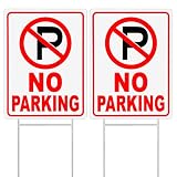 MUXYH 2 Pack No Parking Sign, 12.6X9.4 inches Corrugated Plastic Double Sided Sign with Metal H-Stake, Waterproof, Easy to Mount