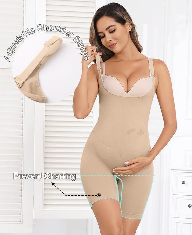 Women's Maternity Bodysuit Seamless Pregnancy Shapewear Shorts Under Dresses Belly Support - Image 5