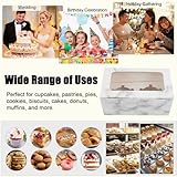 14Pcs Clear Window Cardboard Cake Boxes, Food Grade 2 Hole Cupcake Boxes, White Bakery Boxes with Window and Insert, Pop Up Cupcake Carrier with 24 Stickers 2 Ribbon Roll for Pastry Cookies Desserts - Image 7