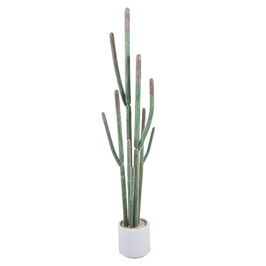Nafresh Tall Faux Cactus Plant，62in Realistic Texture Tall Fake Plant, Artificial Cactus Large with White Planter Indoor Outdoor for Home Office Living Room Bedroom Foyer Porch Decor.
