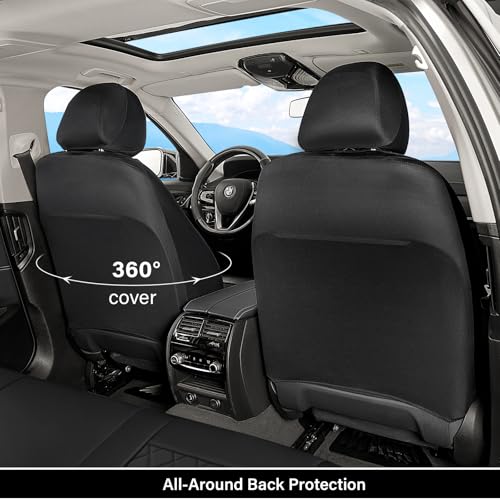 Image of Coverado Universal Leather Seat Covers Full Set for 5 Seats - Waterproof, Durable All-Weather Protector for SUV, Pickup Truck, Sedan (Black)