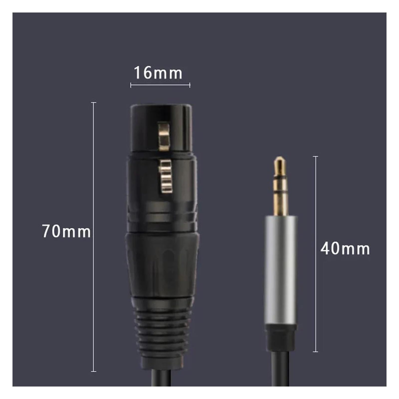 Cable De Audio De Guitarra hembra del cable de del micrófono de 3,5m m al cable analógico equilibrado del micrófono de Jack (Size : 300cm)