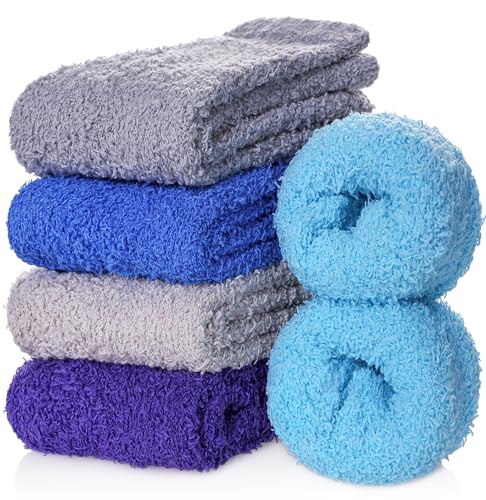Image of CHOWISH Womens Fuzzy Slipper Socks Super Soft Microfiber Fluffy Cozy Winter Warm Fuzzy Crew Socks