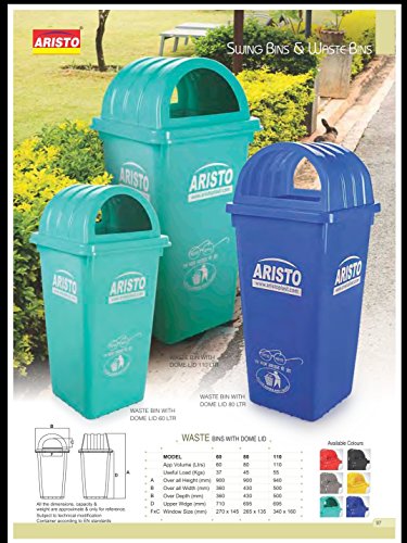 Image of Square Dome Lid Big Garbage Waste Dustbin Trash Bucket 60 Liters Red Color Can Be Used for Garbage Waste Management (Wet & Dry)