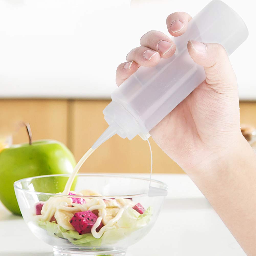 10 Pack Condiment Squeeze Bottles for Bbq Sauce, Pancake Batter Dispenser Olive Oil Dispenser for Salad Dressing Cream(Wit)