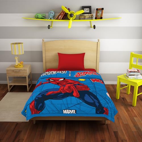 Image of Welspun Spider-Man AC Blanket for Kid | 300 GSM Duvets for Single Bed | Anti- Pilling & Skin Safe Dohar Single Bed, Diwali Gifts | (60 inch X 87 inch Inches) - Red